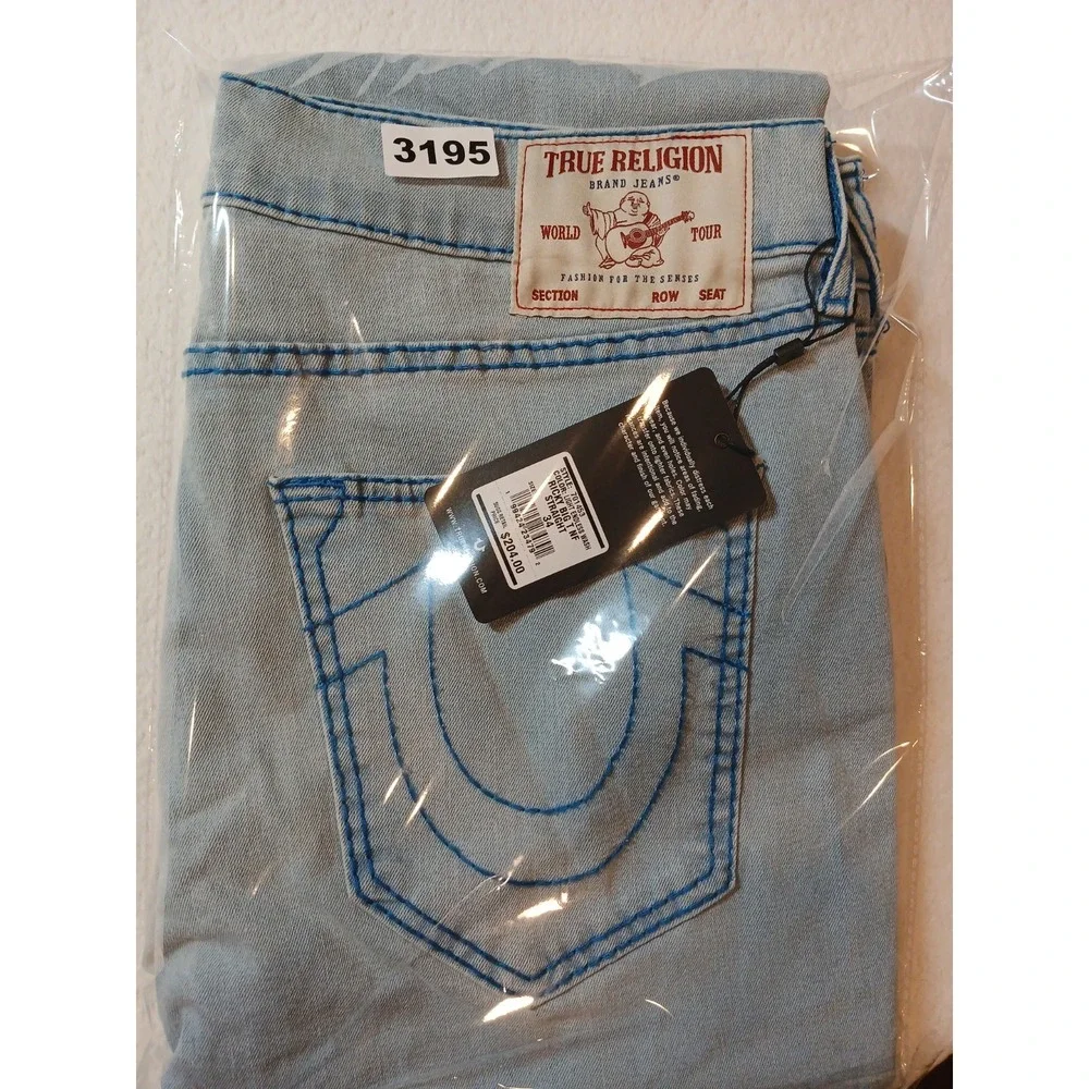 True Religion Ricky Big T NF Jeans Mens 34x34 Light Endless Wash Straight NWT